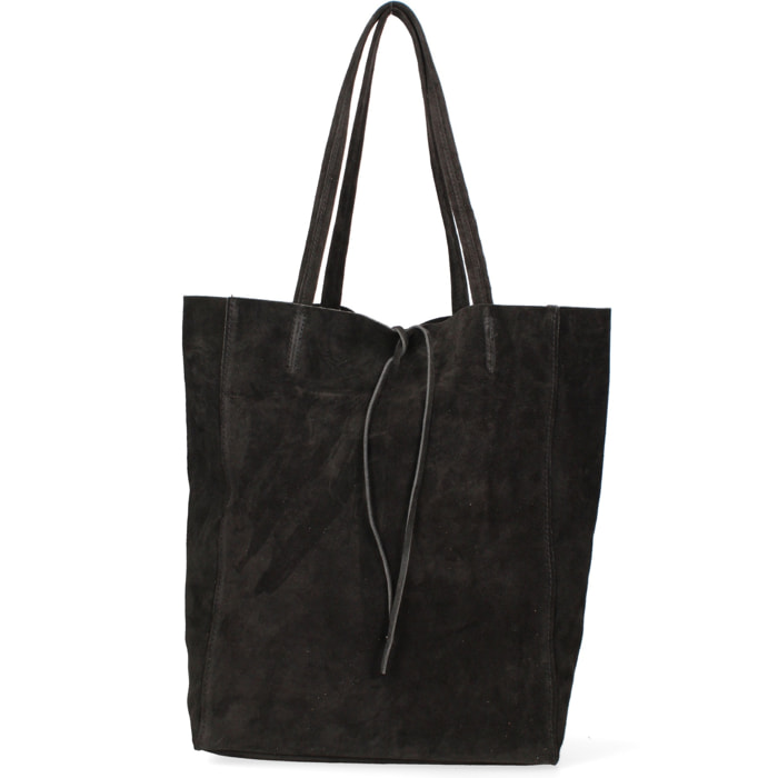 Borsa a mano da donna Made in Italy - Modello Lumena Prime - 100% pelle scamosciata - 28.0 x 35.5 x 12.5 cm