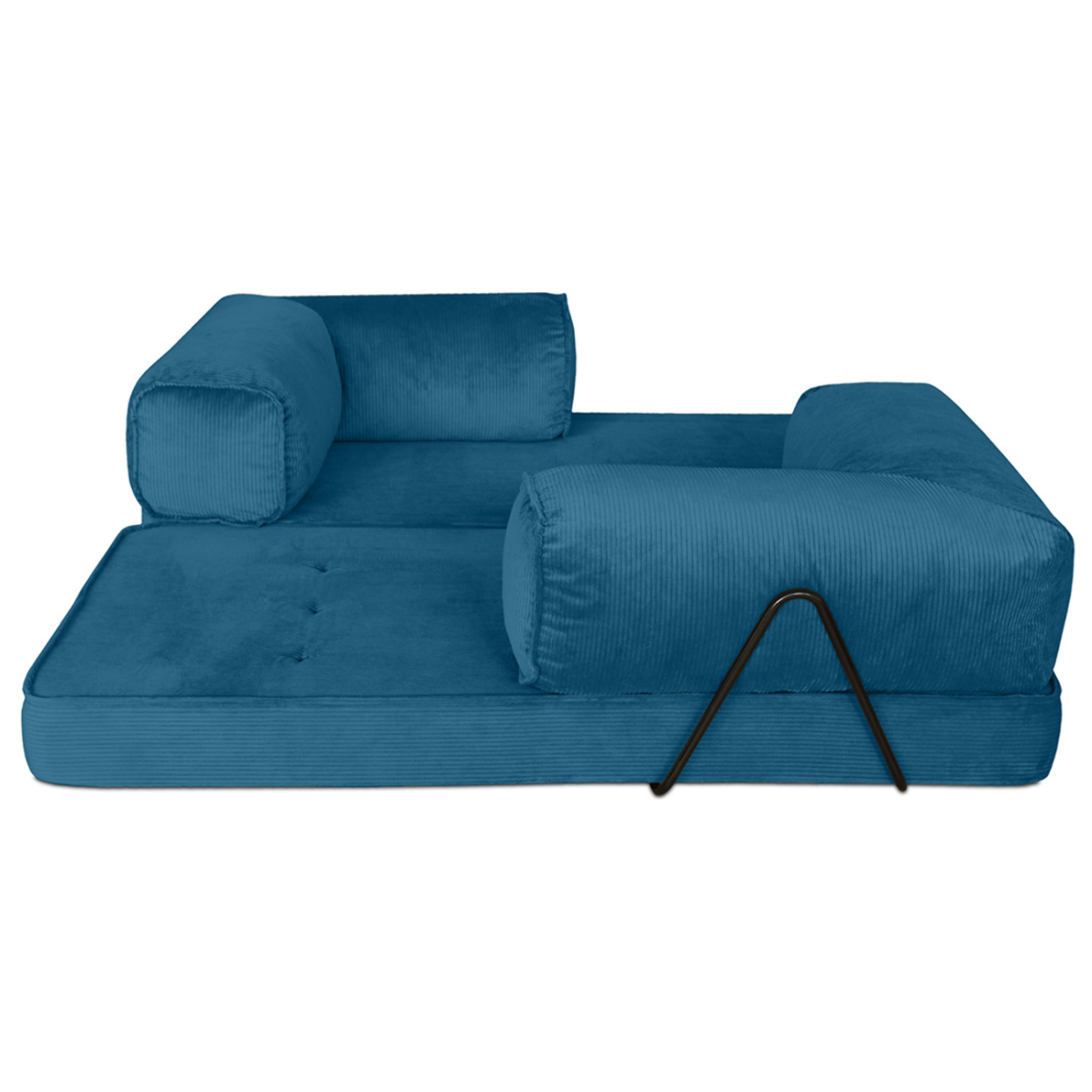 Poppy - canapé 3 places convertible en velours côtelé - Bleu
