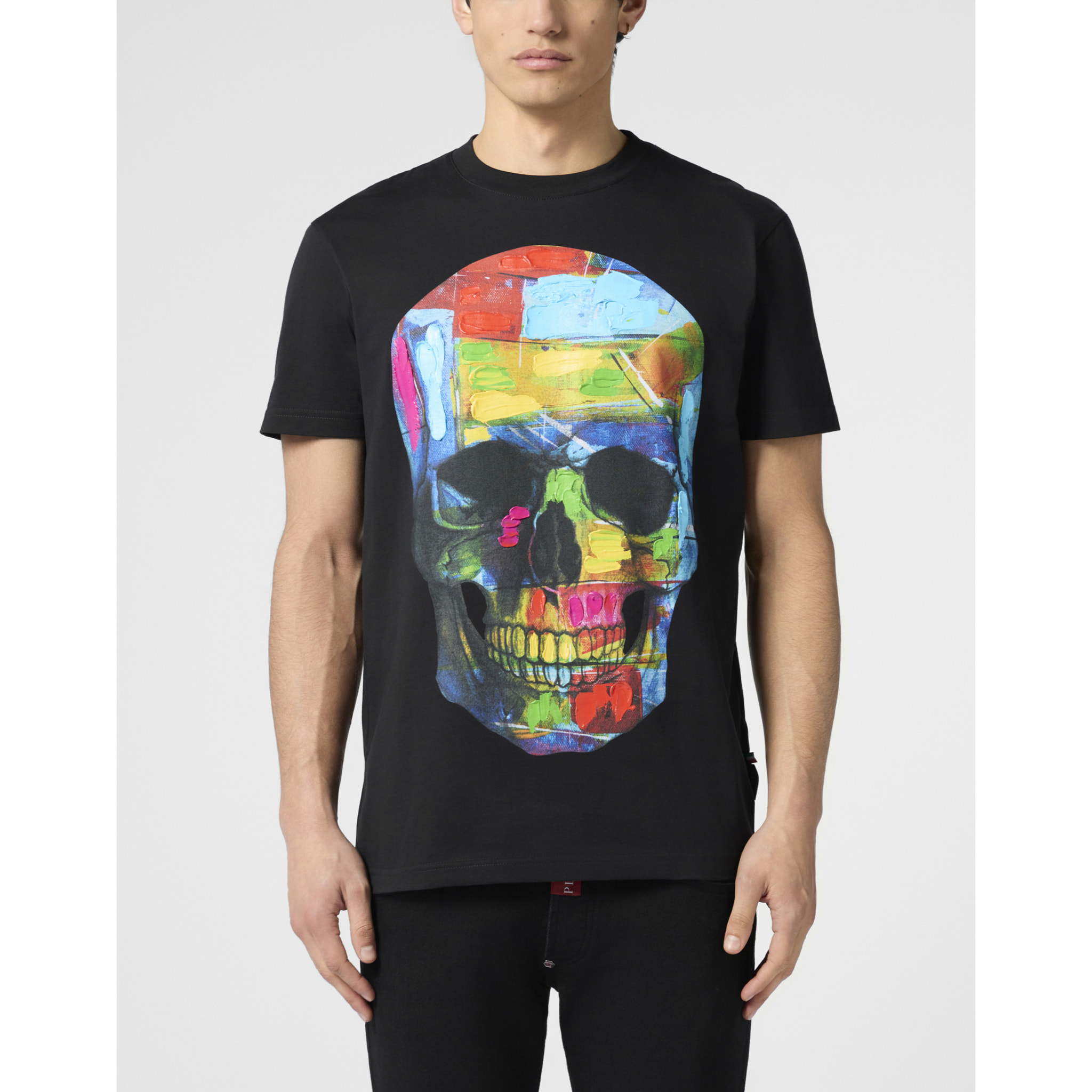 PHILIPP PLEIN Round Neck T-Shirt Painted Skull