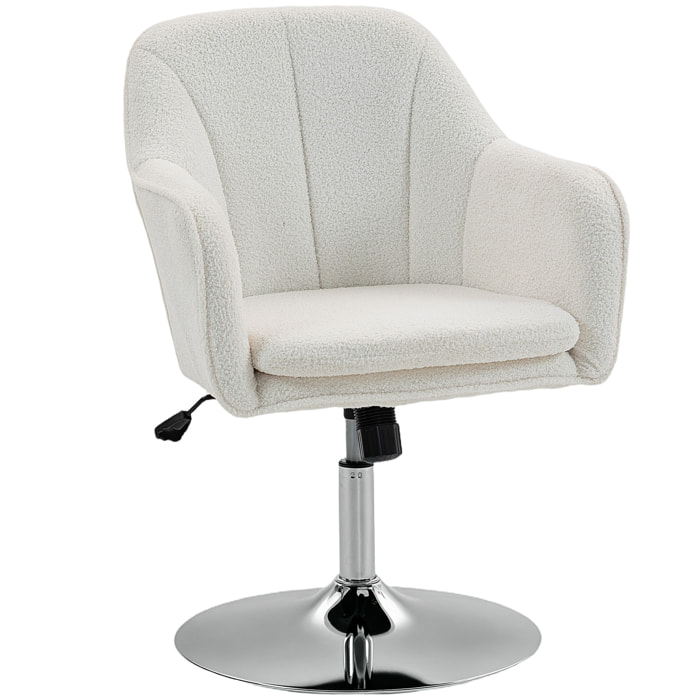 Fauteuil lounge de salon bureau design bouclette - réglable - acier chromé blanc
