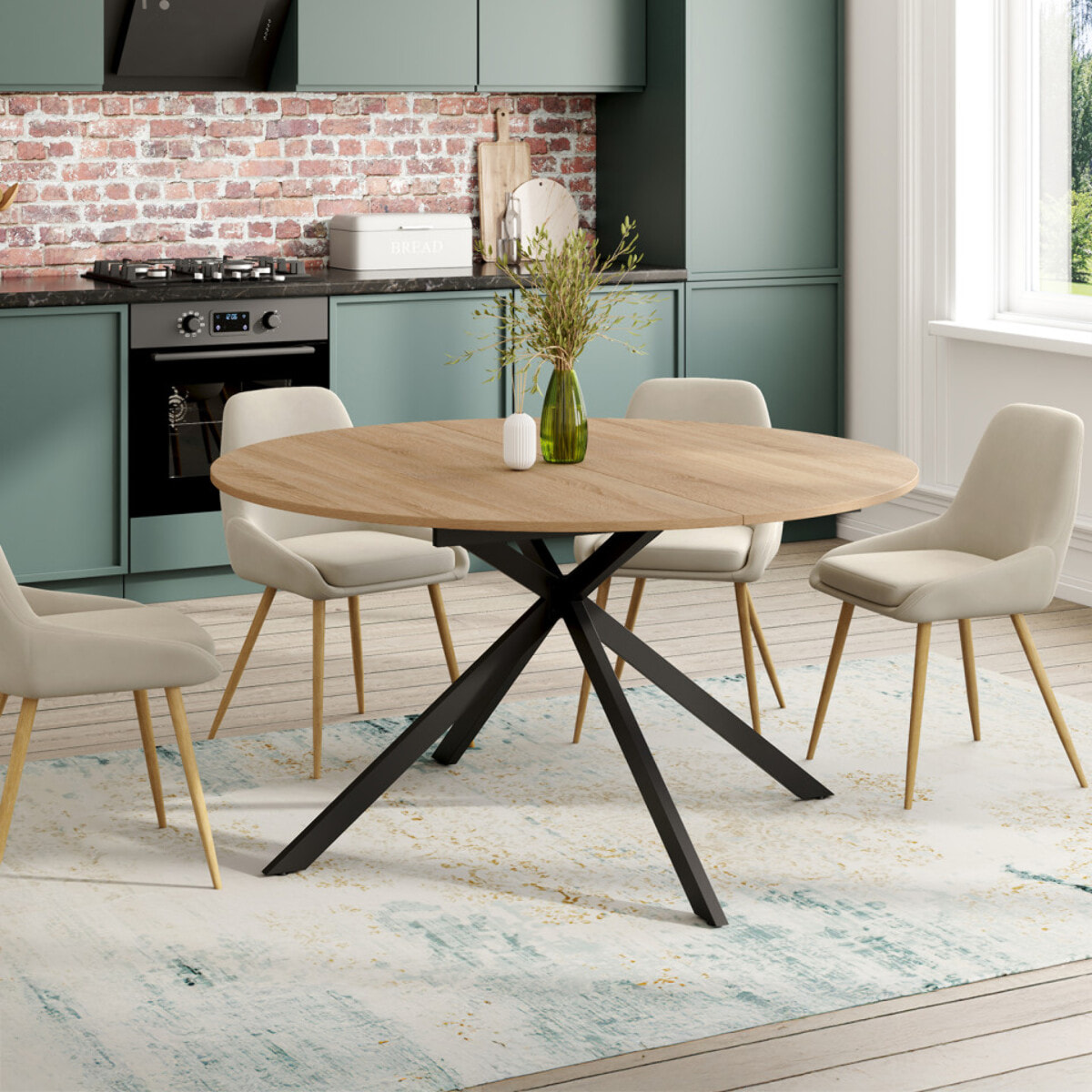 Table à manger ronde extensible Soline Ø140-200cm