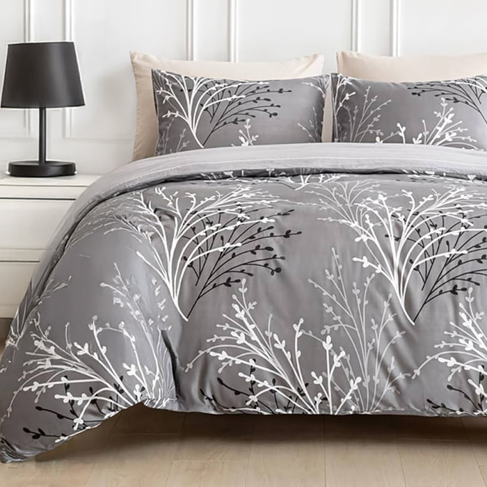 Parure housse de couette avec taie à volant 100% coton - silverel