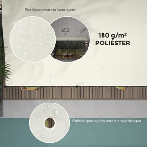 Pérgola de Pared de Jardín 3x6 m, Cenador de Jardín con Techo Inclinado, Orificios de Drenaje y Estructura Metálica, Resistente a la Intemperie, para Patio, Terraza, Balcón, Blanco Crema