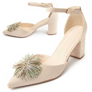 Zapato de tacón - Beige - Altura: 7 cm