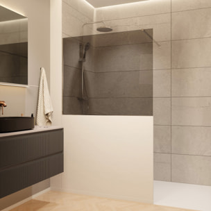 Pare-muret 110x100cm Paroi en verre Crystal Glass® 8 mm anticalcaire, avec bras et profilés chrome brillant (SATBWIS110KSPR)