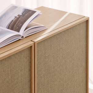 Buffet décor bois et tissu 3 portes 160cm KUBA