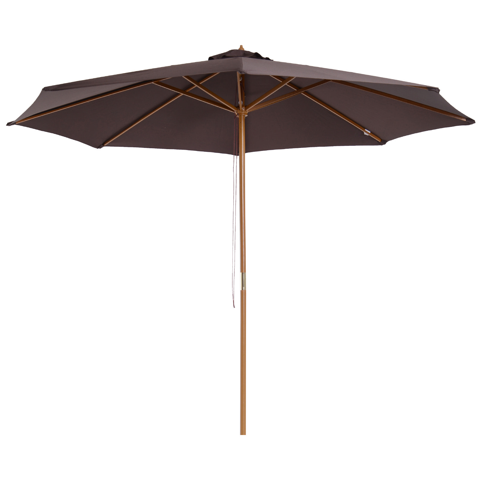 Outsunny Parasol rond grande taille diamètre 3 m bois polyester haute densité chocolat