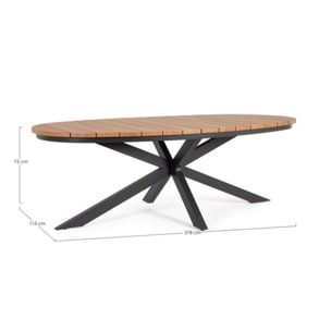 Tavolo fisso ZELMAR effetto legno e struttura in alluminio antracite 218x115 cm