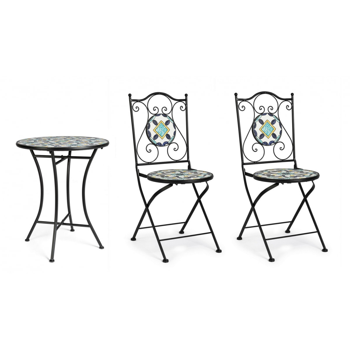 Set POSITANO tavolo e 2 sedie pieghevoli