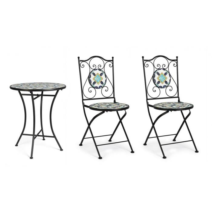 Set POSITANO tavolo e 2 sedie pieghevoli