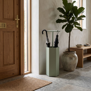Ohm - Portaombrelli di Design 25x72x22 cm con Feritoia di Svuotamento acqua in Metallo Salvia