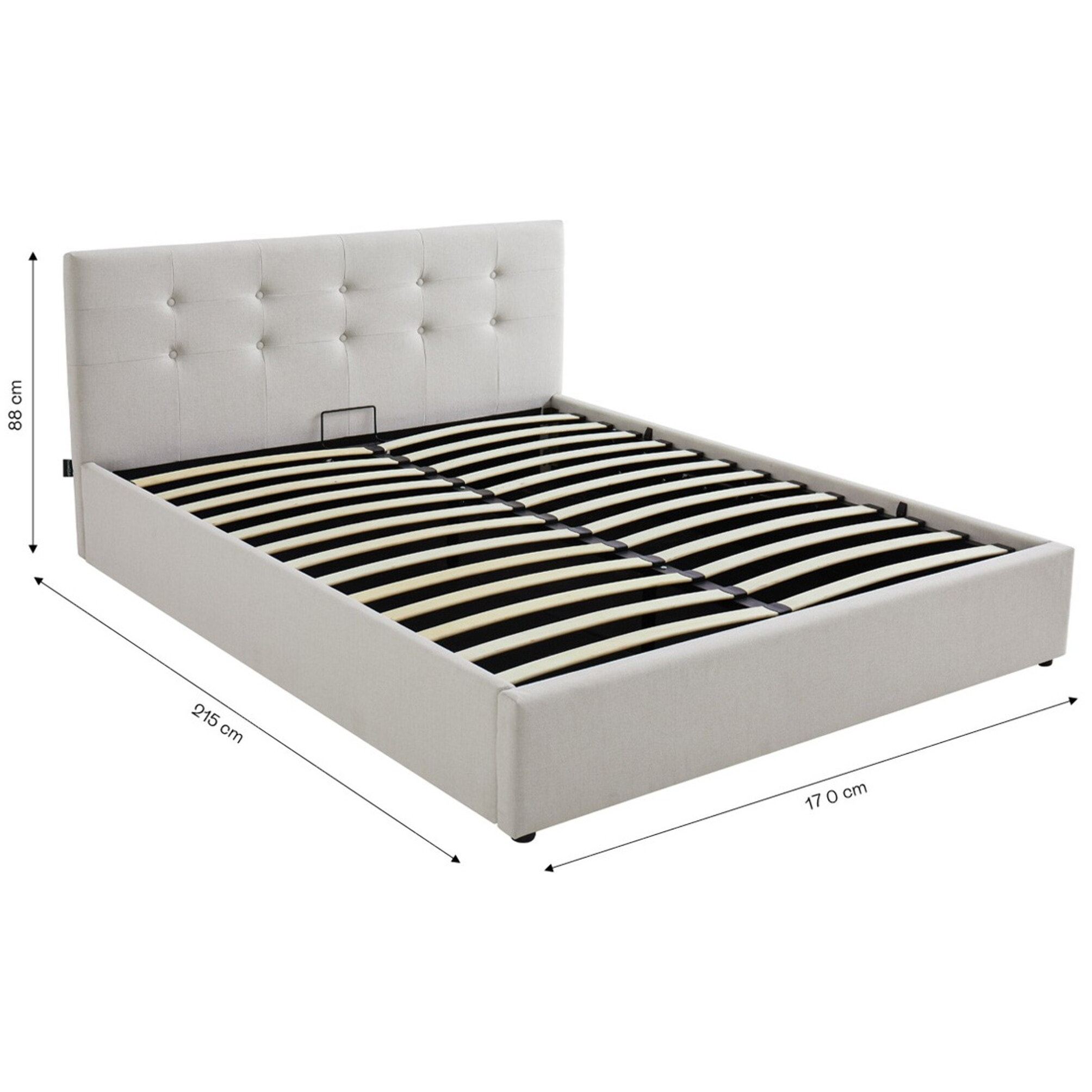 Lit coffre avec tête de lit en tissu - TINA