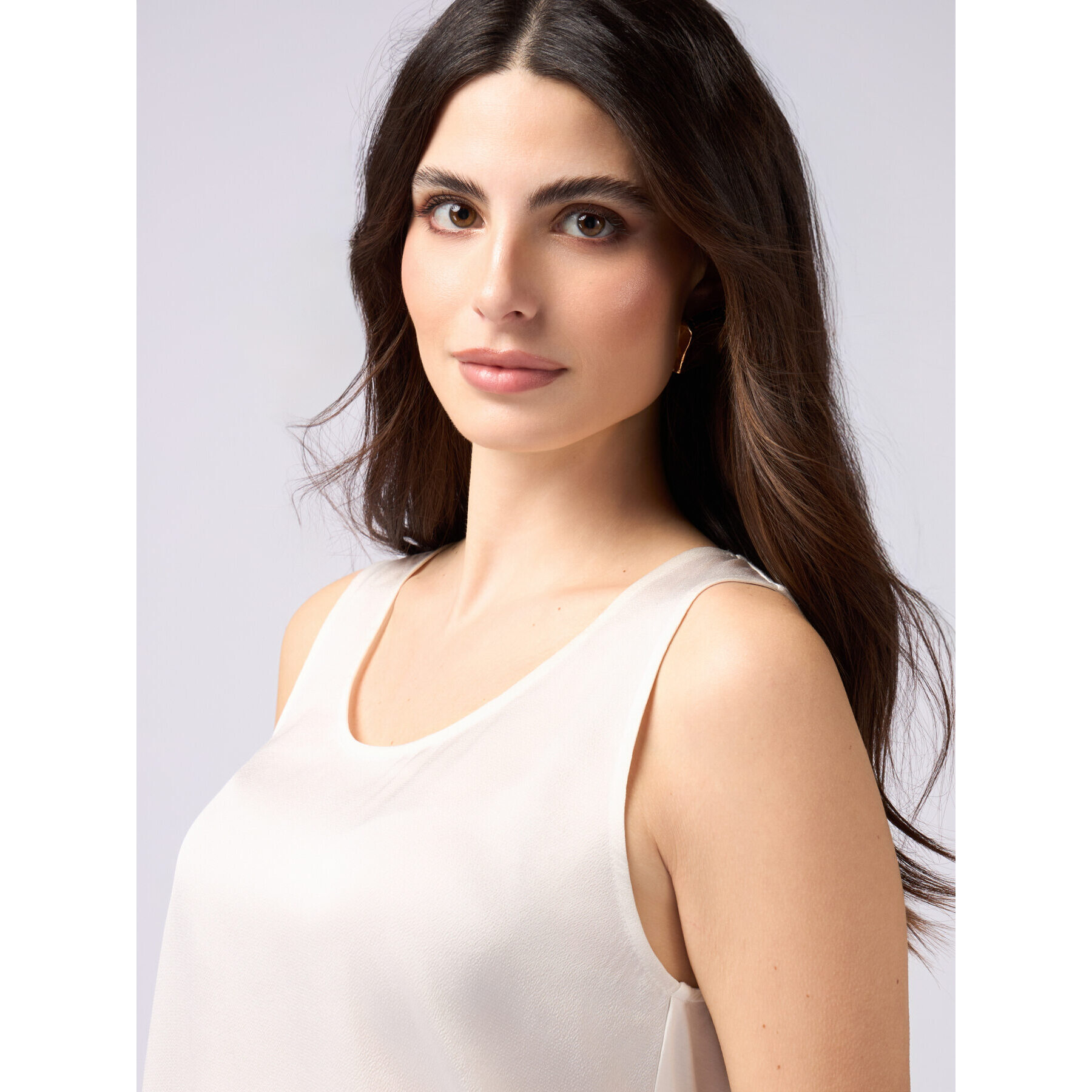 Oltre - Top bimaterial de color liso - Blanco