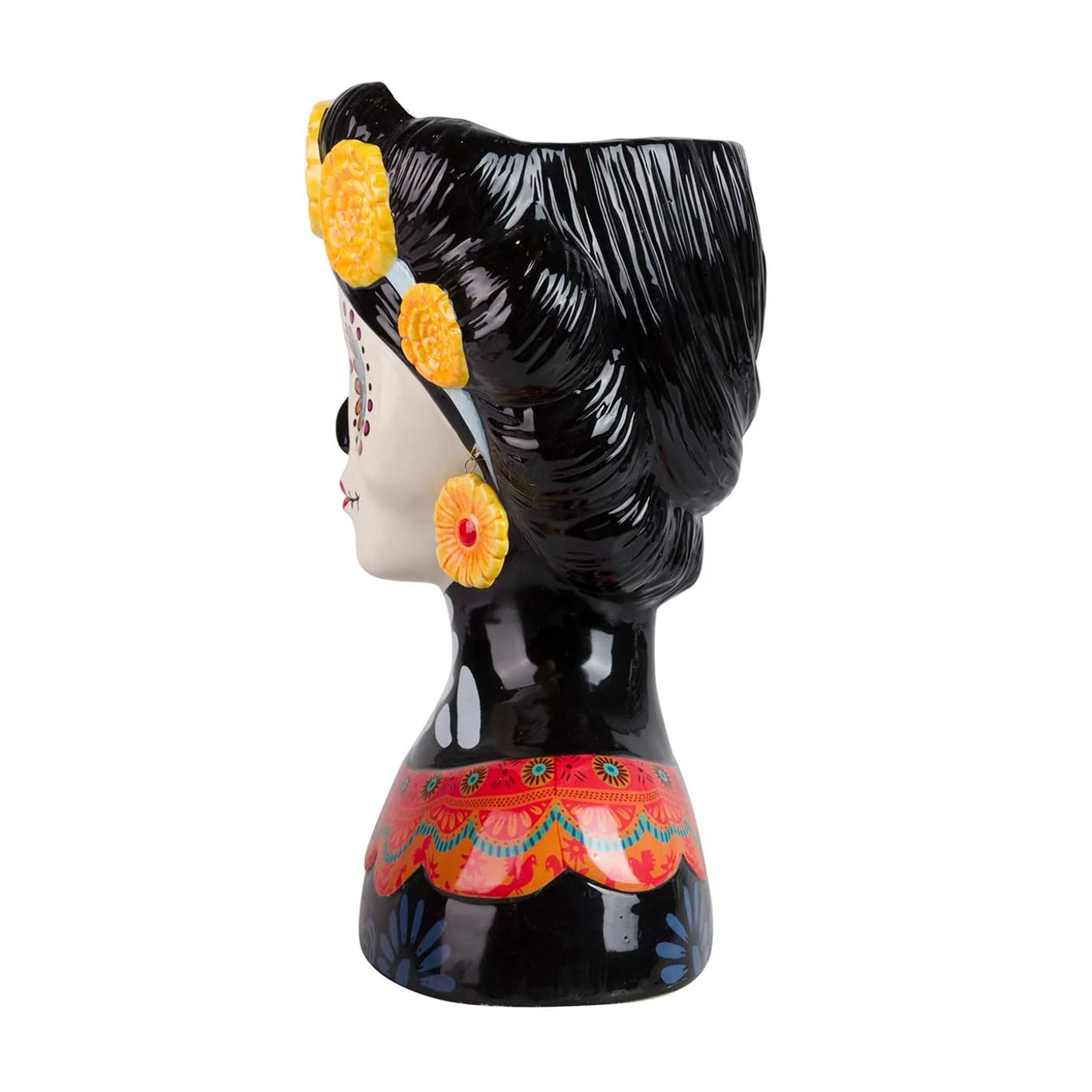 Maceta Ceramica Calavera Mexicana 27x19x36 Cm