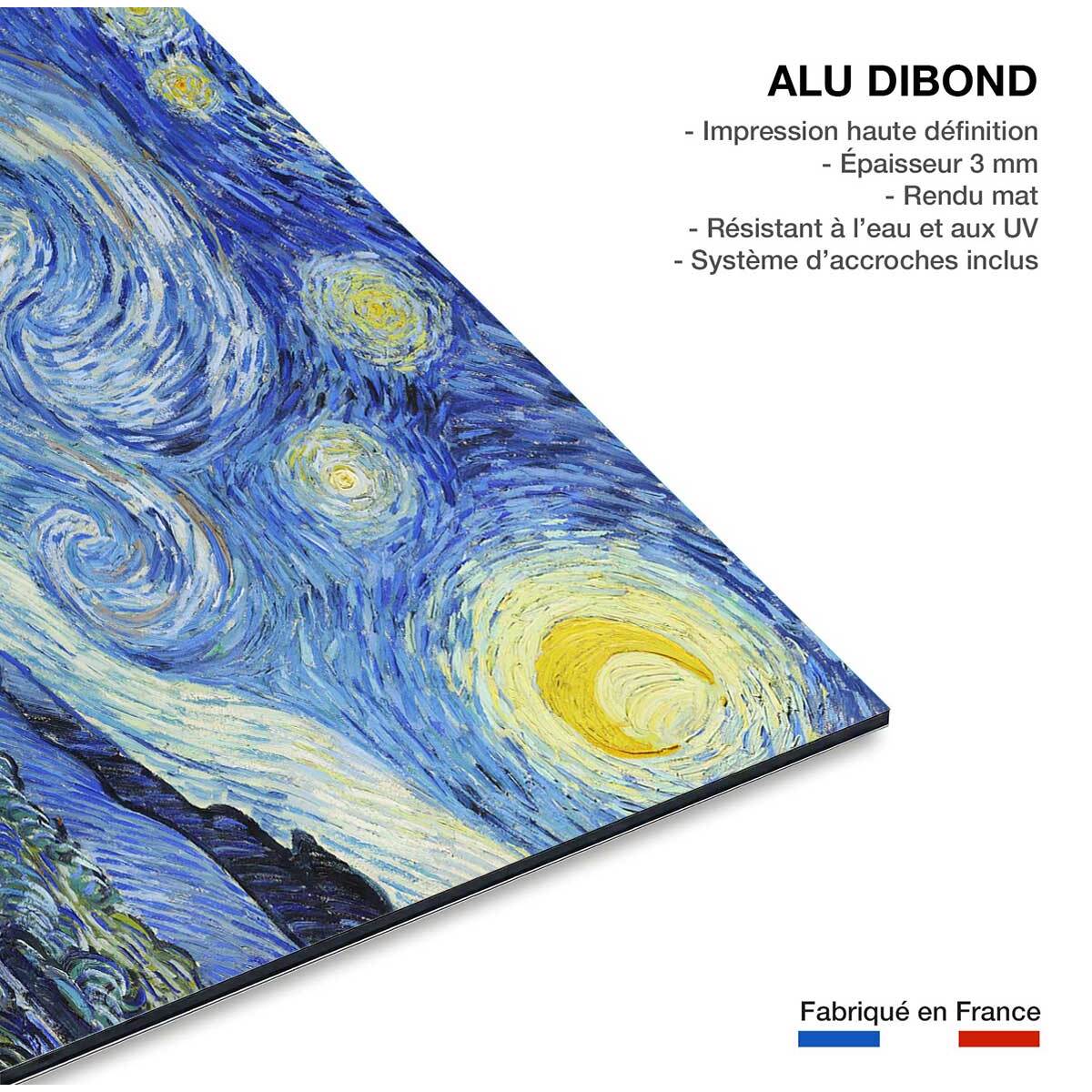 Tableau célèbre La Nuit Etoilée de Vincent Van Gogh Tableau alu Dibond