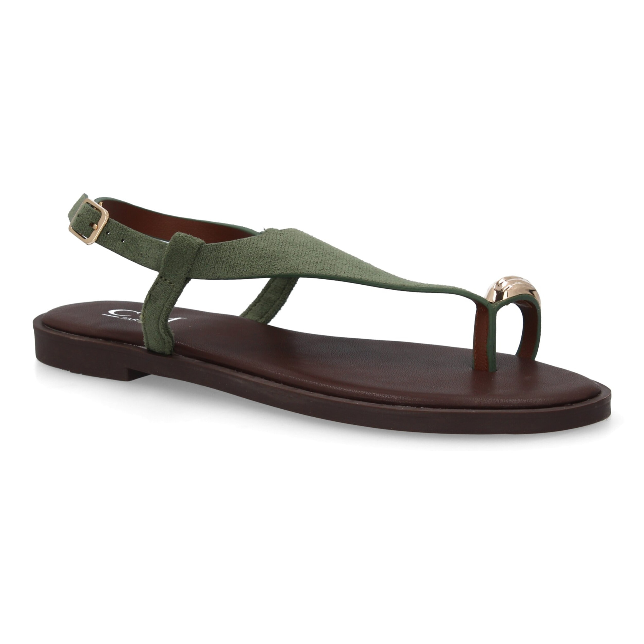 Sandalia plana empeine cubierto mujer