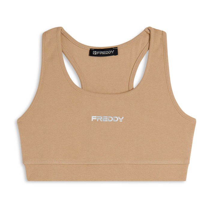 Top sportivo in heavy jersey con vogatore e fascia elastica