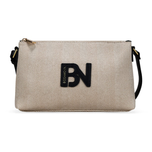 Bolso bandolera tostado con efecto rafia