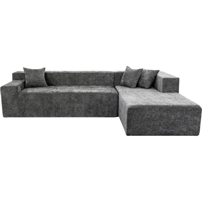 Canapé d'angle en tissu texturé "Tessaro" - 4 places - Gris