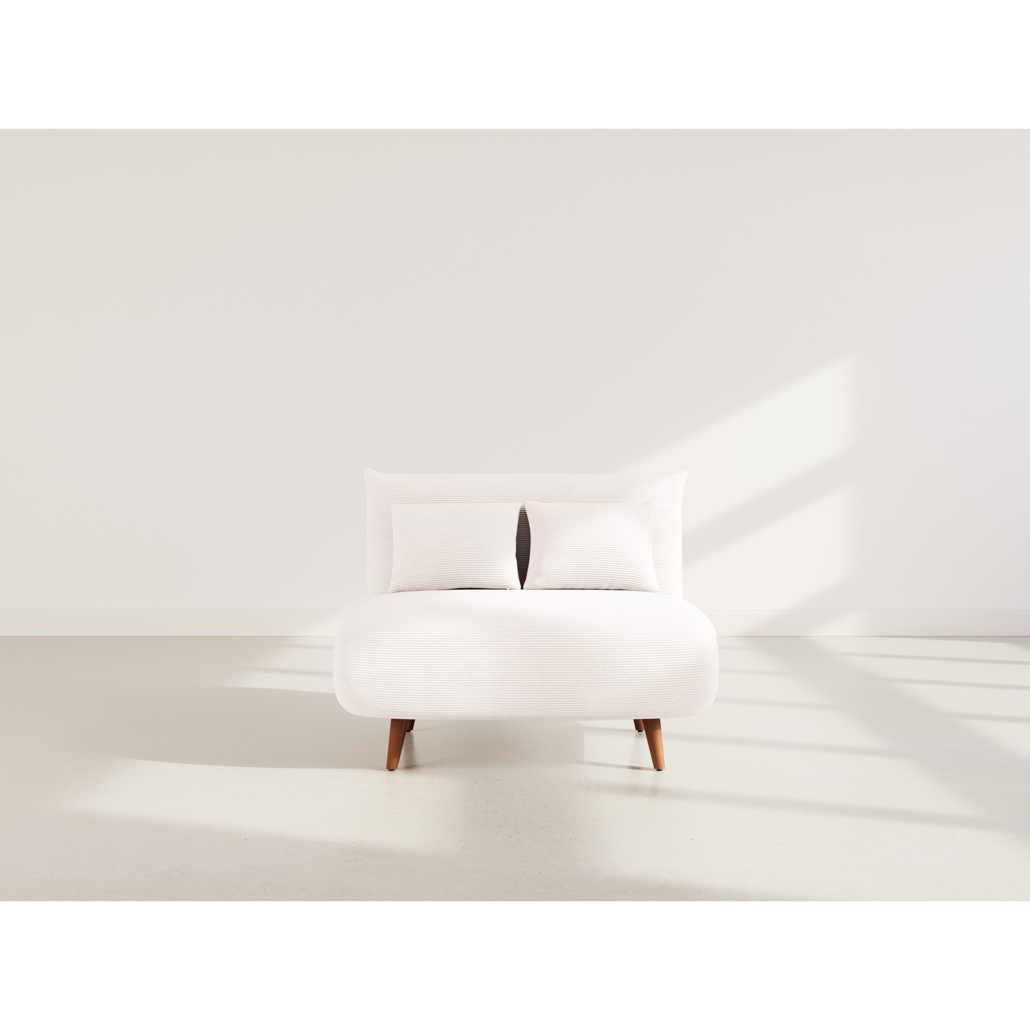 Lumi - Banquette convertible clic-clac 1 place en velours côtelé - Beige