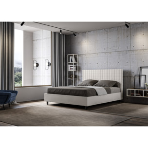 Letto matrimoniale senza rete imbottito 160x210 similpelle bianco Sunny