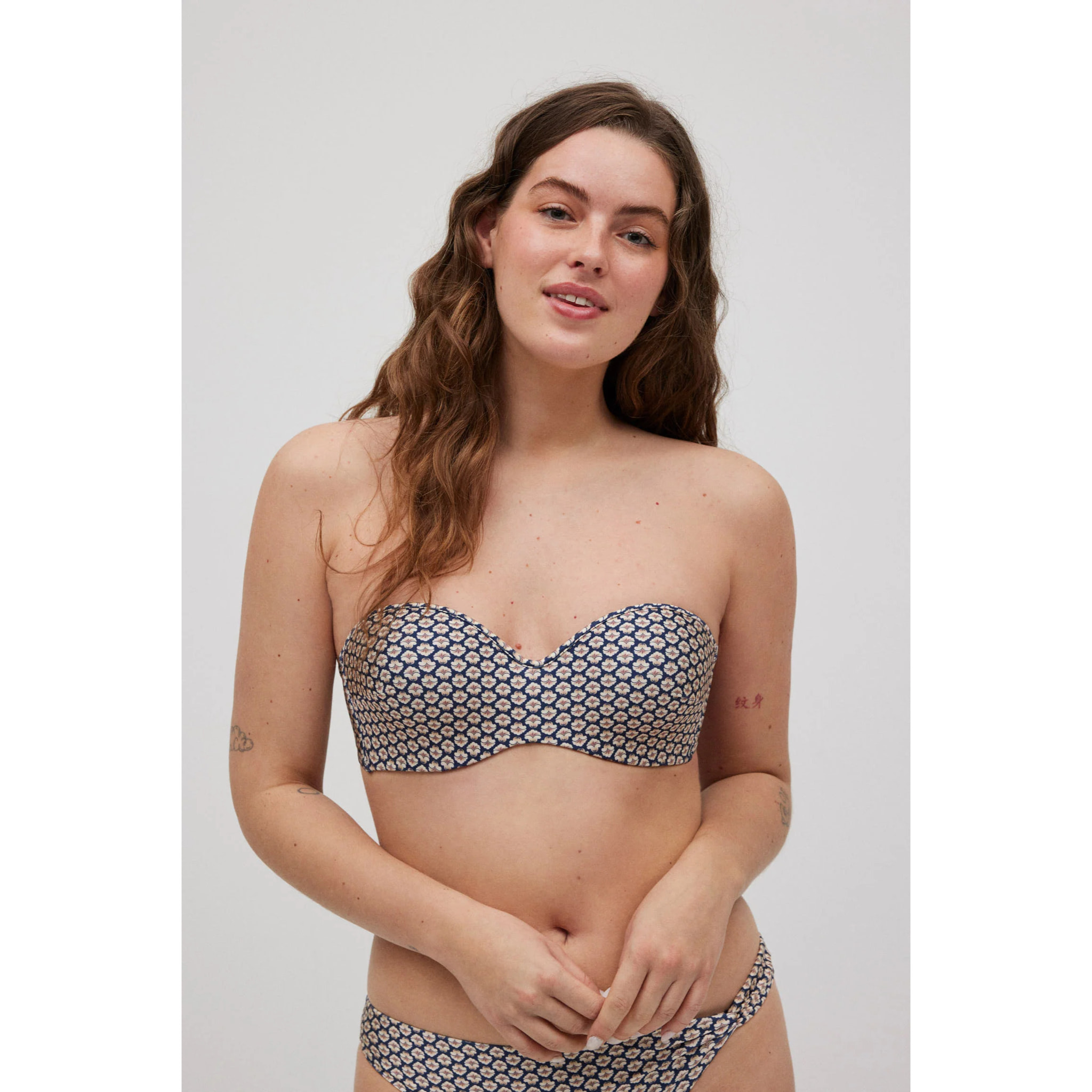 Reggiseno bikini a fascia con stampa di paillettes, coppa C