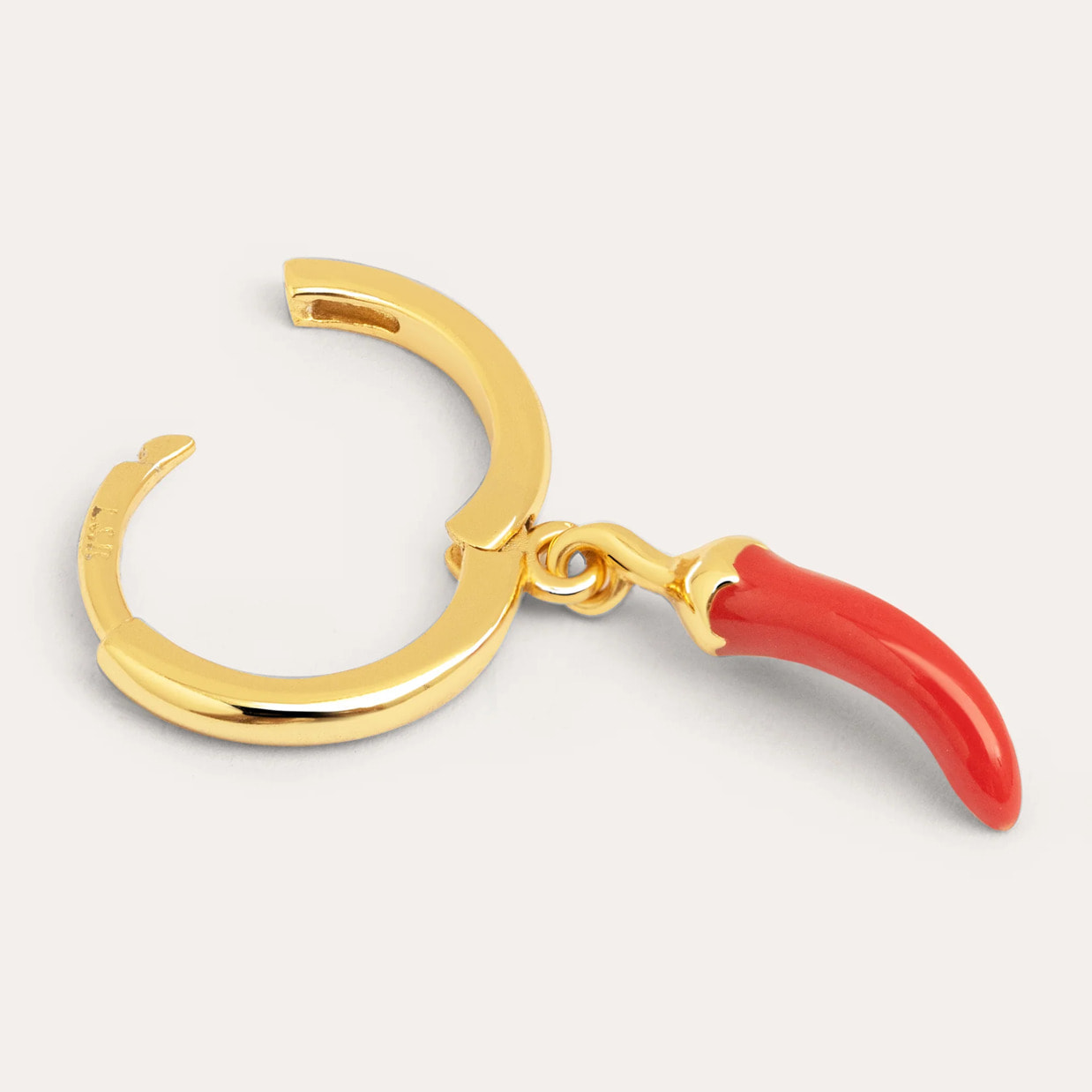 Pendiente Suelto Aro Chili Enamel Plata Baño Oro