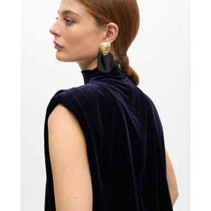 Top in Velluto Senza Maniche con Spalline