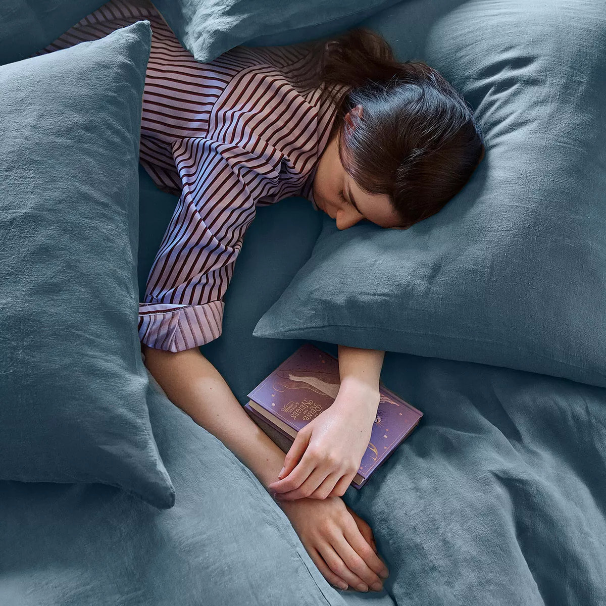 Taie d'oreiller pur lin lavé 165 g/m² uni bleu Le lin lave denim
