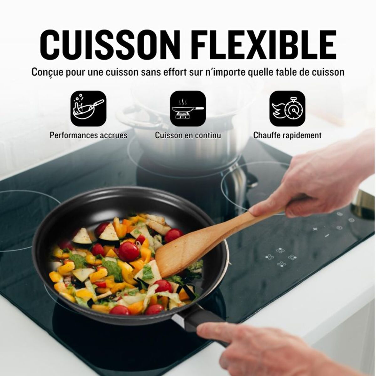 Batterie de cuisine 13 pieces avec cuilliere Noir Herzberg HG04241