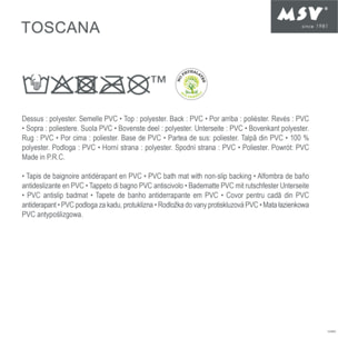 Tapis Fond de baignoire PVC Antiderapant TOSCANA 69x39cm Effet Marbre MSV