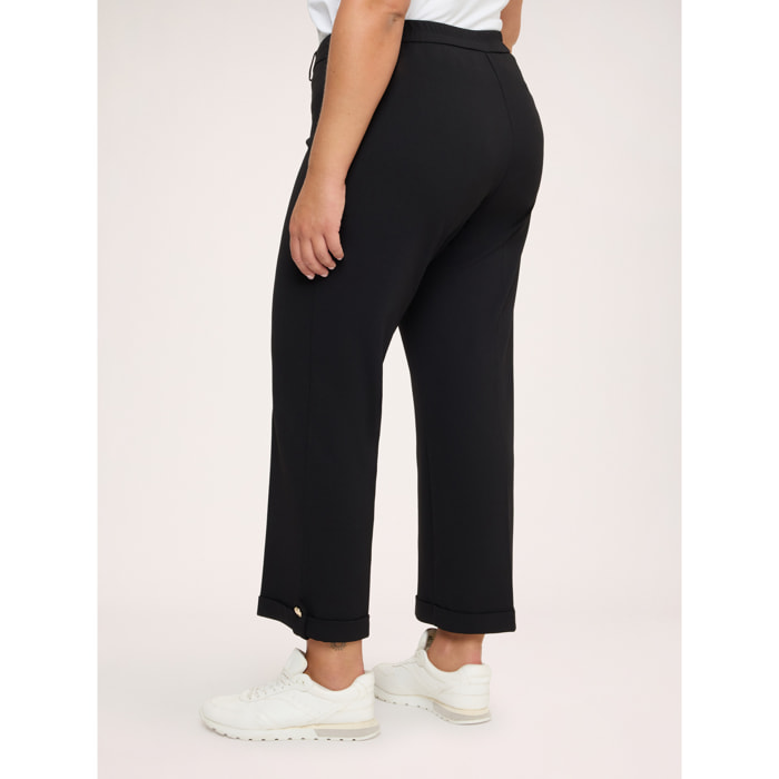 Fiorella Rubino - Pantalones cropped con dobladillo y botón - Negro