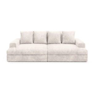 CAMELIA - Canapé 3 places en velours côtelé épais écru