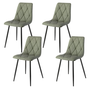 Set 4 sillas AVA - polipiel verde, negro mate - 54x45x88cm