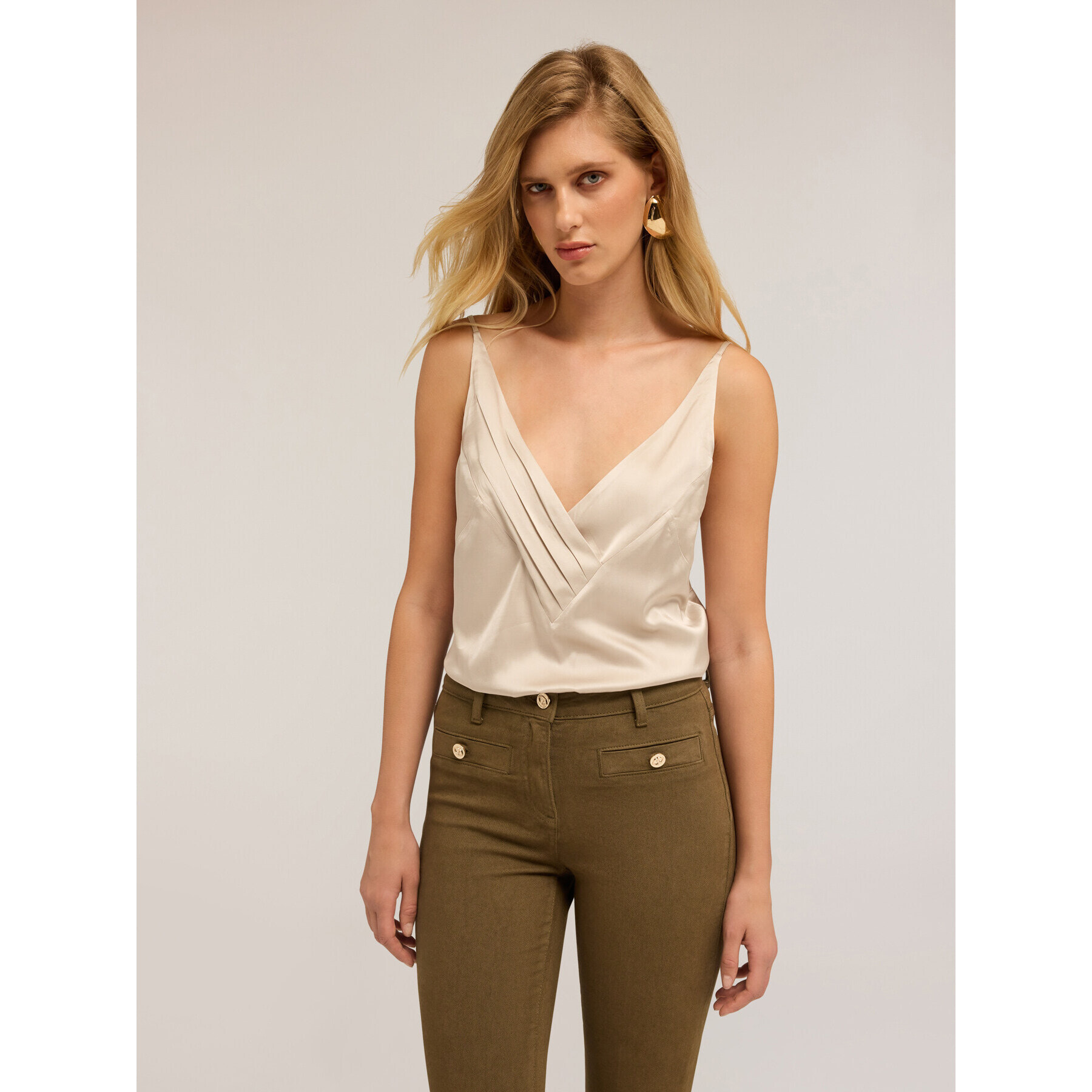 Motivi - Top con bordo morbido a pieghe - Beige