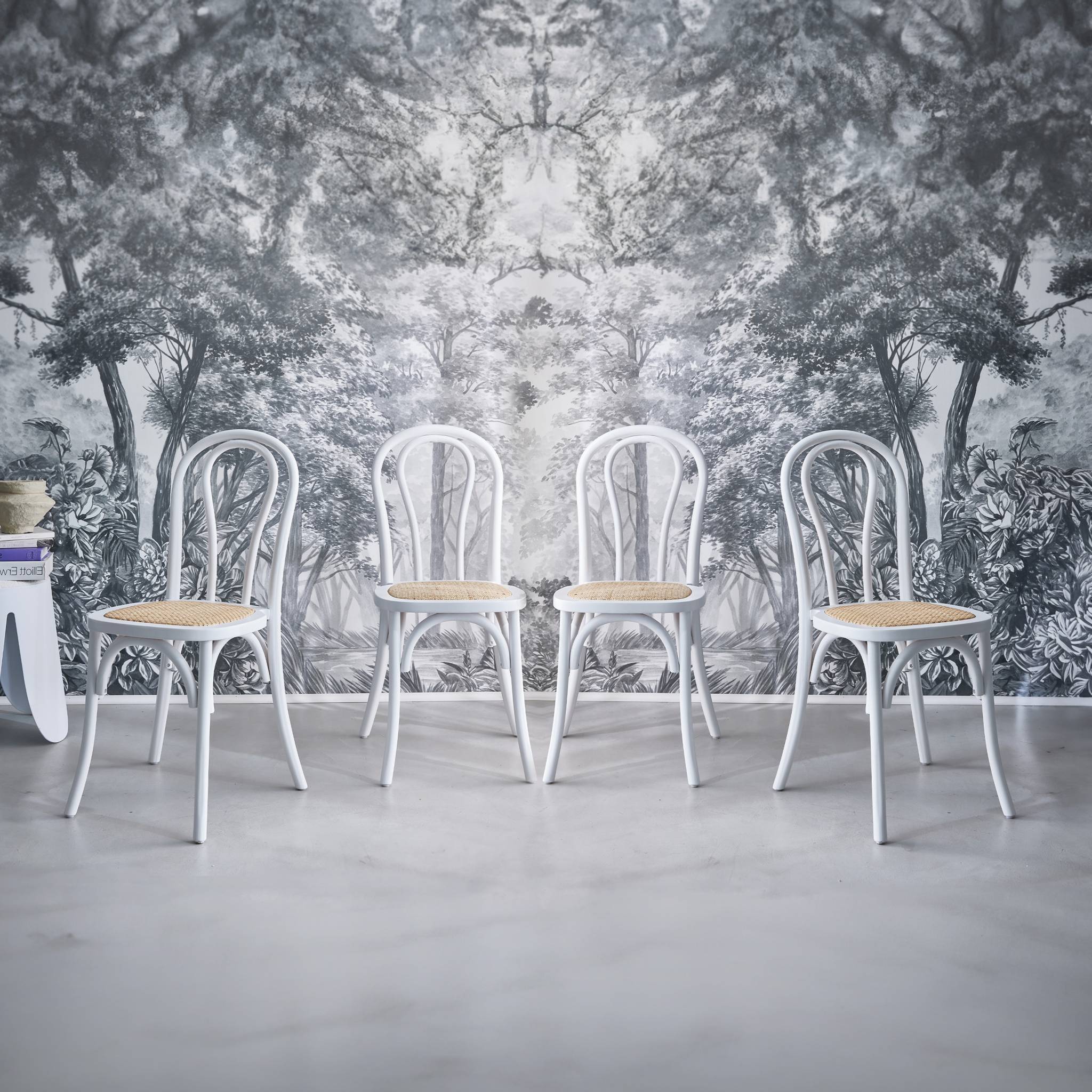 Chaise vintage bois et rotin (lot de 4) BASTILLE