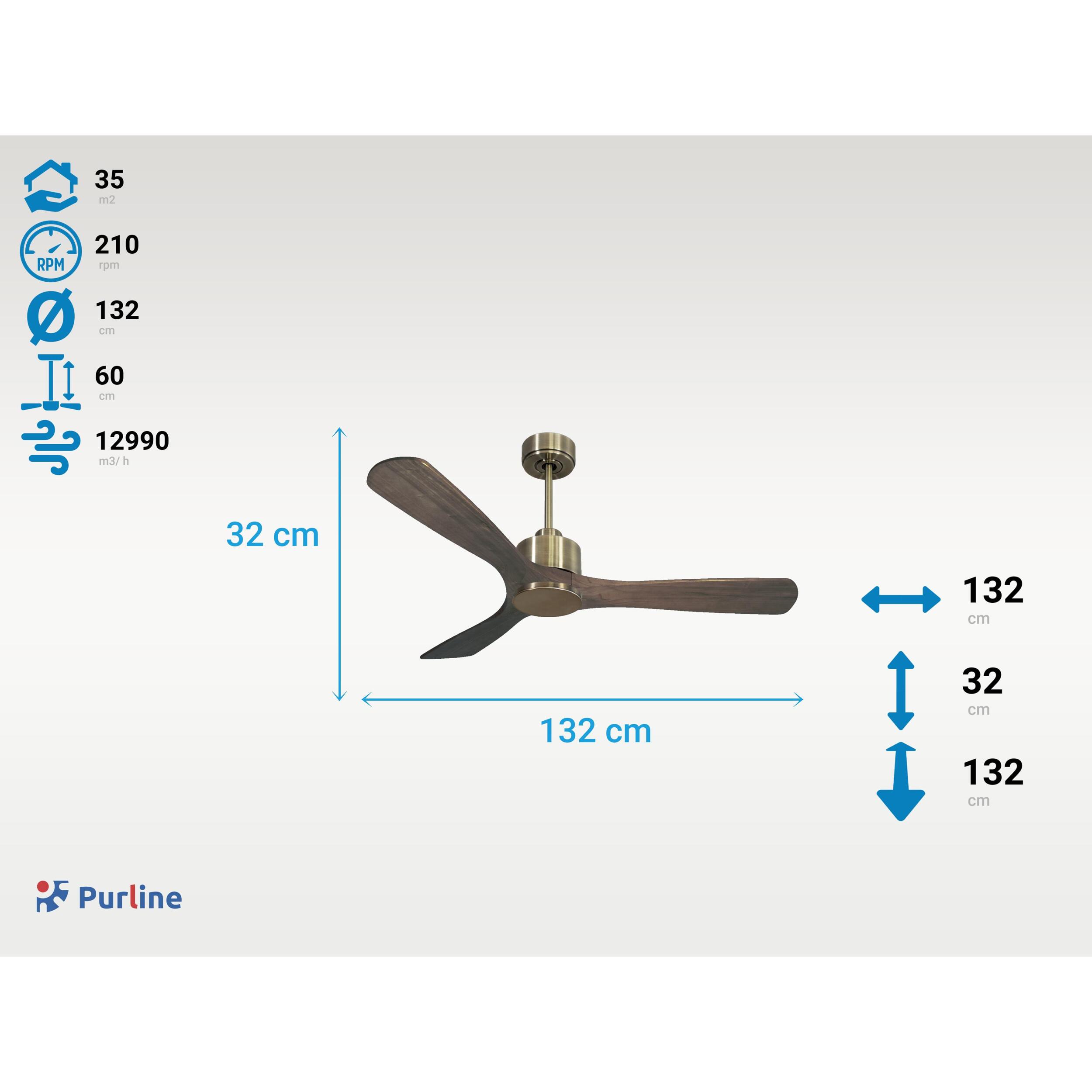 Ventilateur de plafond Réversible  Thermostat Wifi Moteur à courant continu Toits en pente Télécommande Hypersilence Mémoire