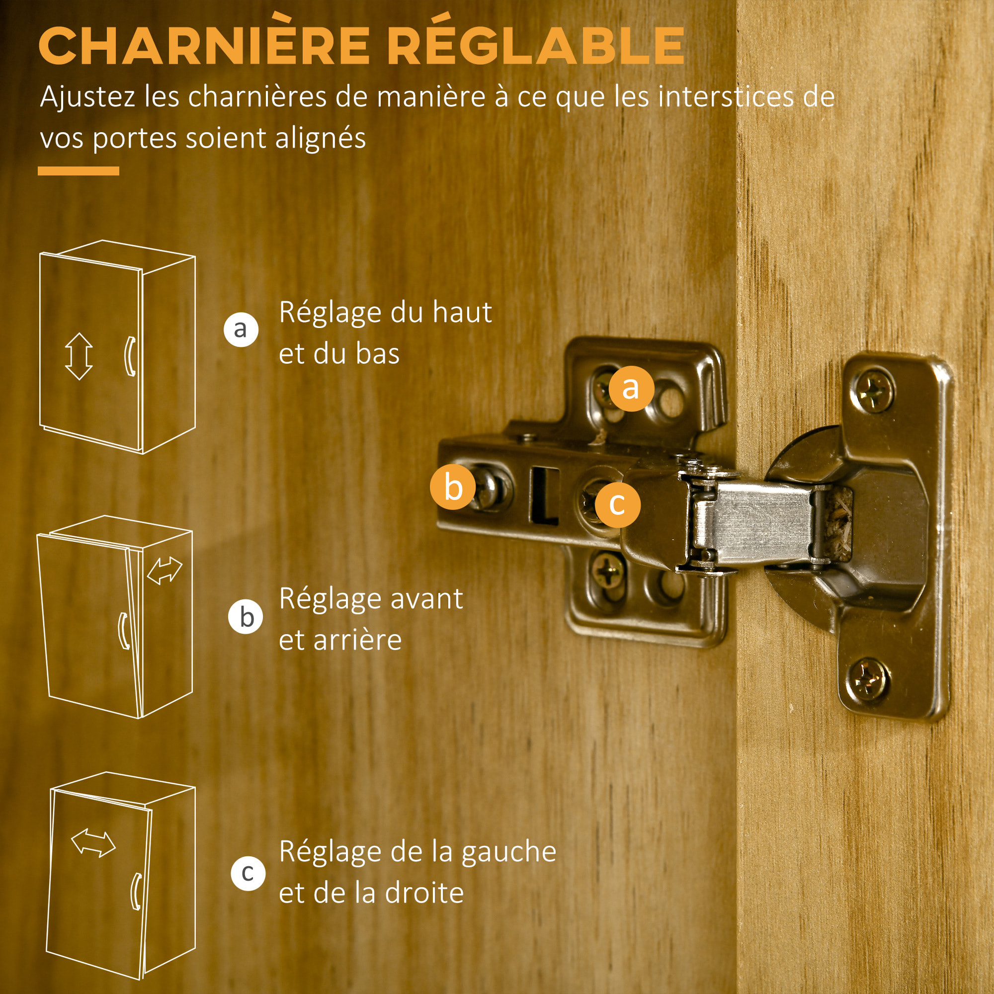 Buffet haut - armoire de cuisine multi-rangement - 3 portes, 4 niches, tiroir - piètement métal noir panneaux particules aspect bois clair