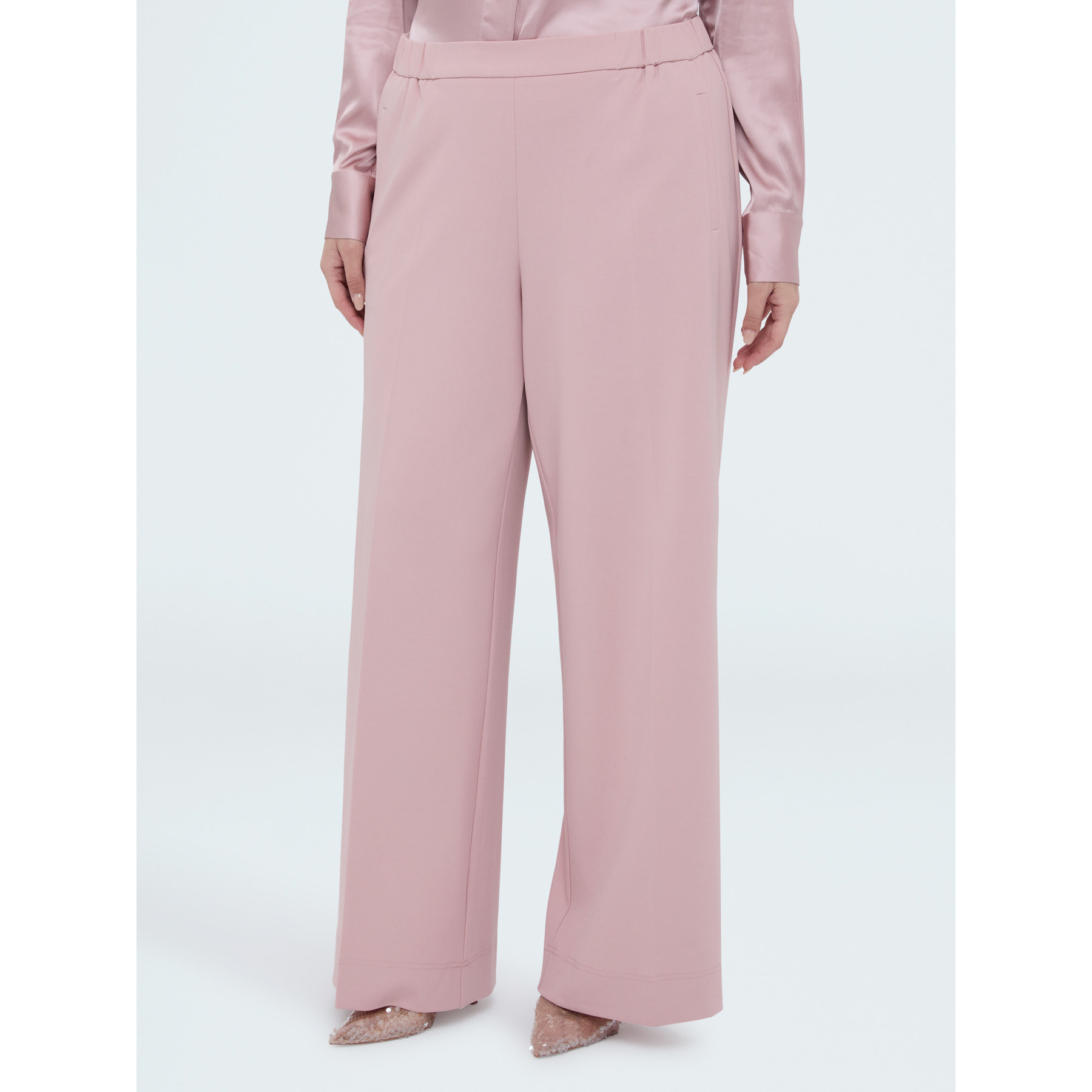 Fiorella Rubino - Pantaloni Wide Leg in tessuto stretch - Rosa