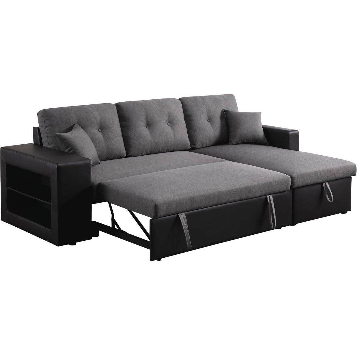 Canapé d'angle convertible/réversible ''Axel'' - 3 places - Noir/Gris