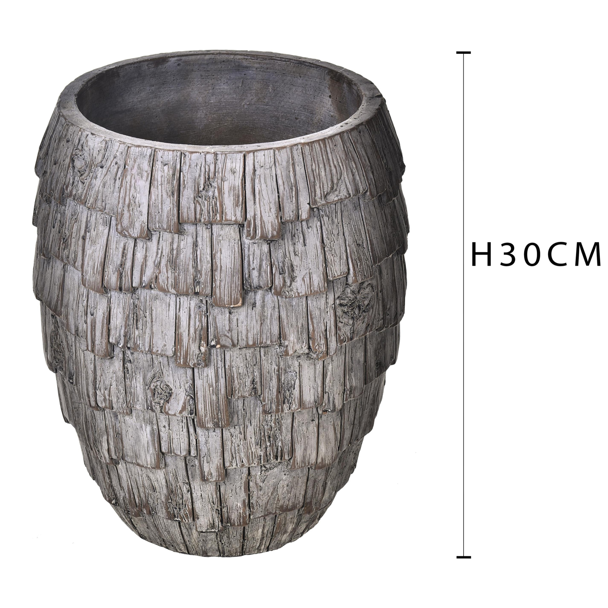 Vaso In Ceramica Con Effetto Legno. Altezza 30 Cm - Pezzi 1 - 24,5X30X34,5cm - Colore: Marrone - Bianchi Dino - Ceramica