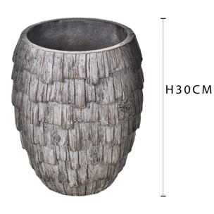 Vaso In Ceramica Con Effetto Legno. Altezza 30 Cm - Pezzi 1 - 24,5X30X34,5cm - Colore: Marrone - Bianchi Dino - Ceramica