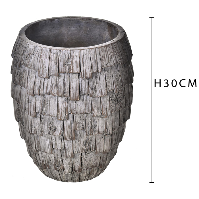 Vaso In Ceramica Con Effetto Legno. Altezza 30 Cm - Pezzi 1 - 24,5X30X34,5cm - Colore: Marrone - Bianchi Dino - Ceramica