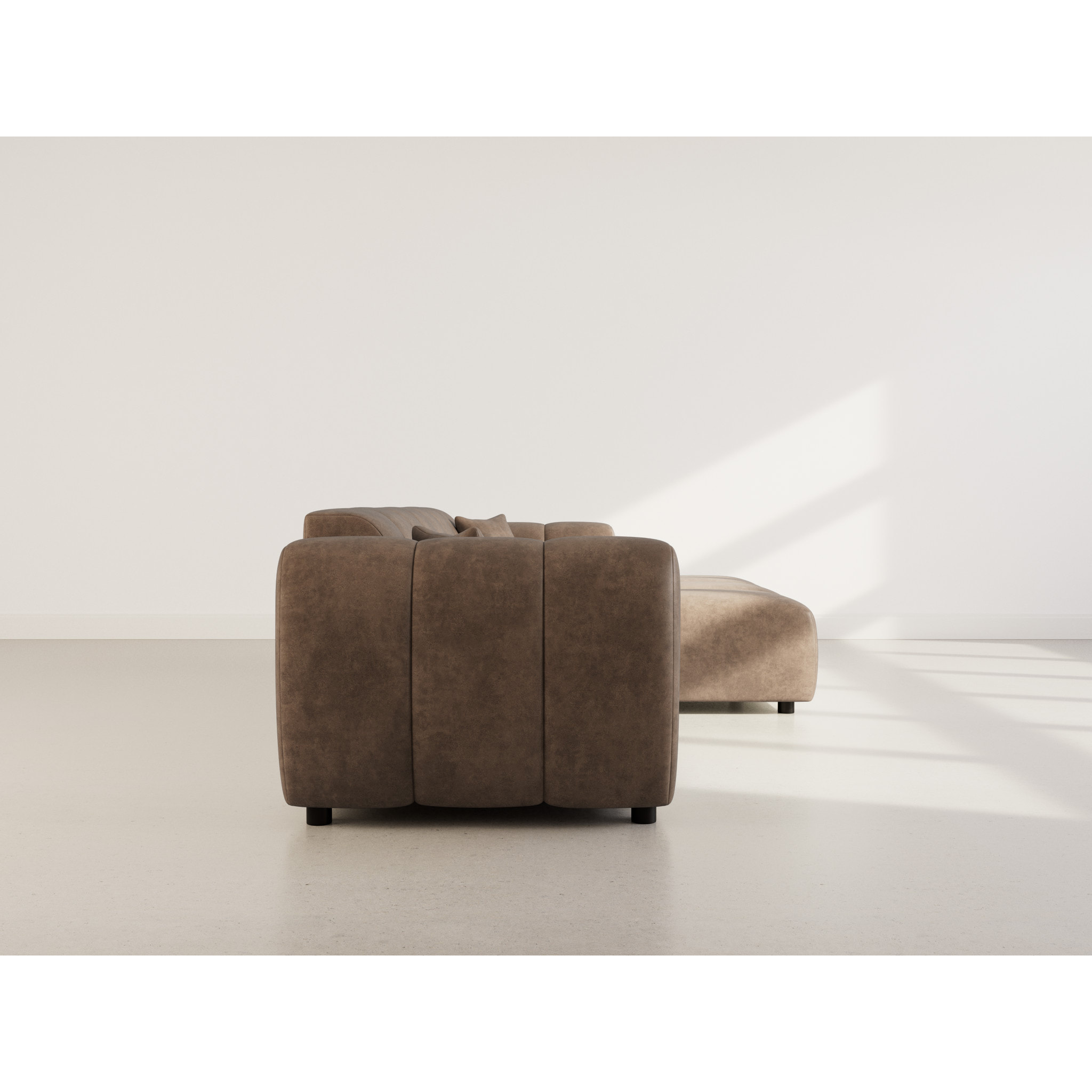 Curtis - canapé d'angle droit 4 places en simili - Taupe