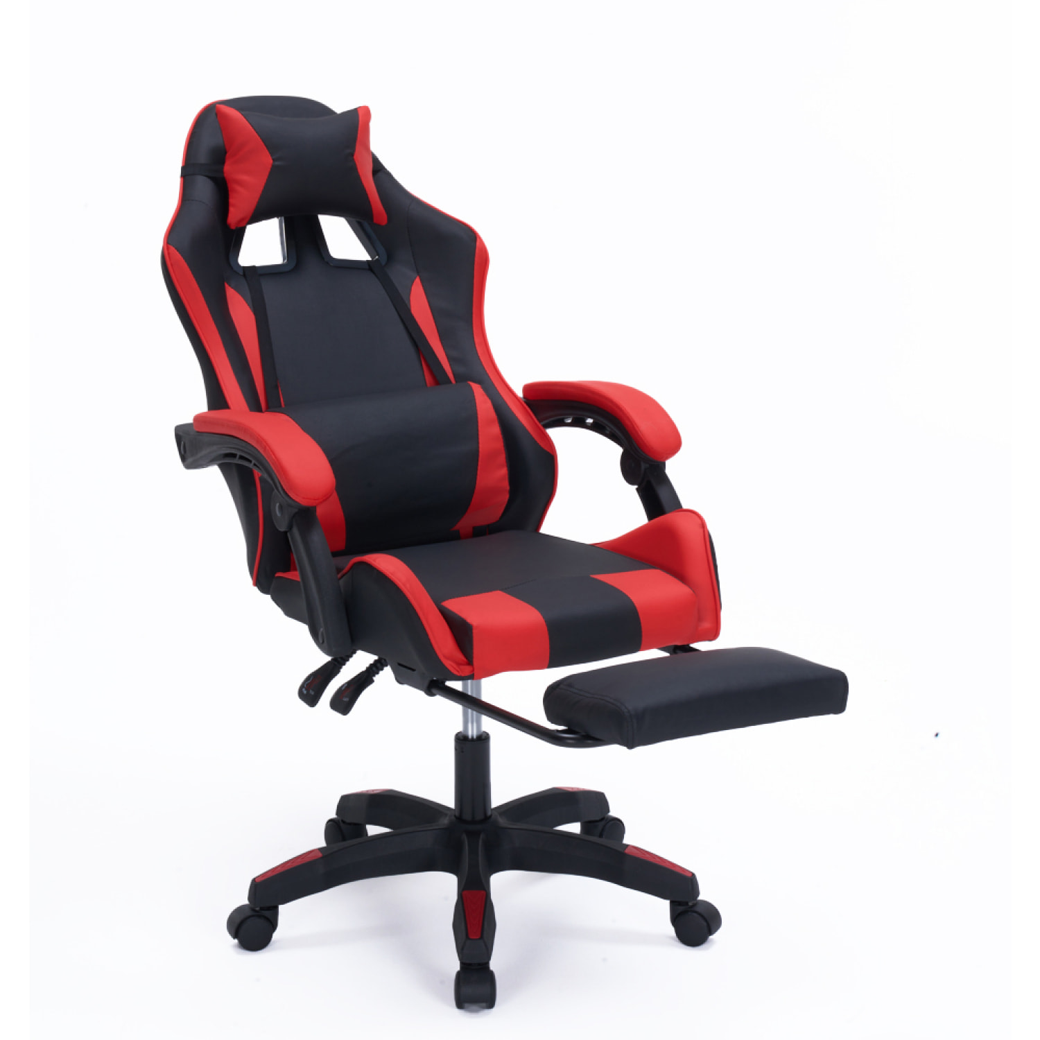 Chaise gaming de bureau ergonomique inclinable noir et rouge JOAO