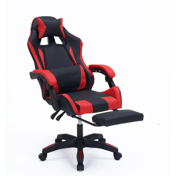 Chaise gaming de bureau ergonomique inclinable noir et rouge JOAO