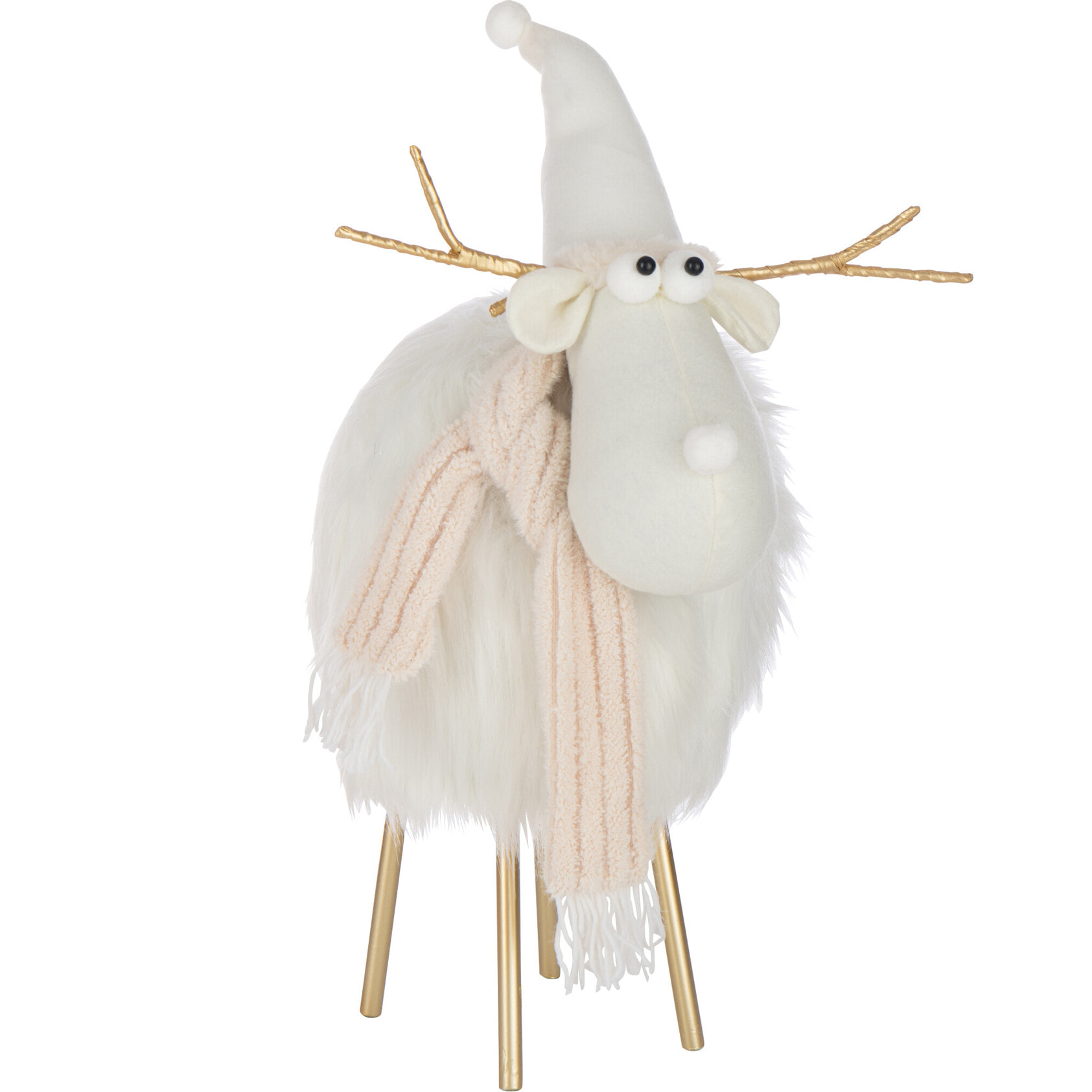 J-Line figurine Renne - polyrésine - blanc/beige - large