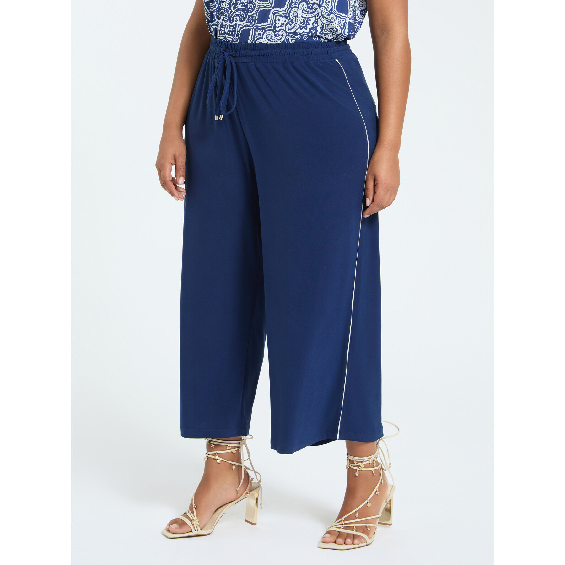 Fiorella Rubino - Pantaloni cropped in jersey - Blu