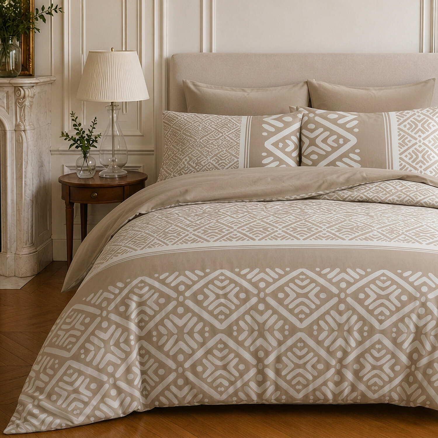 Parure housse de couette 100% coton motif géométrique - BOHO