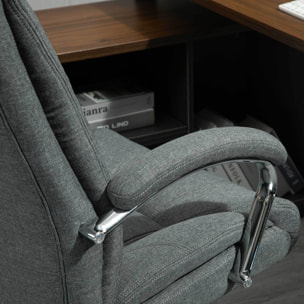 Fauteuil de bureau manager - chaise de bureau grand confort réglable pivotante - acier chromé tissu gris
